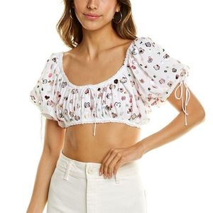 For Love & Lemons Cold Hearted Top size Medium M sequin floral flowers